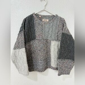 Vintage Esprit Sweater Gray Patchwork Wool Size S-M